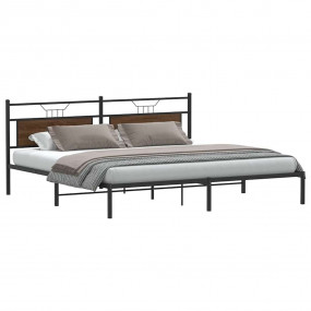 Bed Frame Smoked Oak Engineered wood, Steel Full Bed Fr...