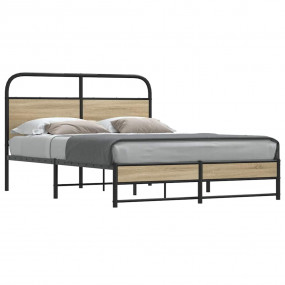 Bed Frame Smoked Oak Steel Double Bed Frame Rectangular