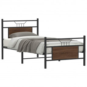 Bed Frame Smoked oak Engineered wood and steel Twin
