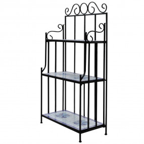 Plant Stand Blue and white mosaic Iron frame and cerami...