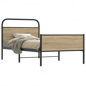 Bed Frame Sonoma oak Steel, Engineered wood Single Toug...