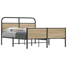 Bed Frame Sonoma Oak Steel, Engineered Wood Double Bed ...