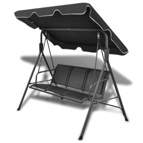 Porch Swing Black Powder-coated steel, polyester, PVC L...