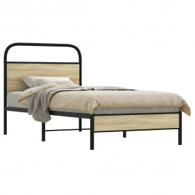 Bed Frame Sonoma Oak Steel, Engineered Wood Twin Durabl...
