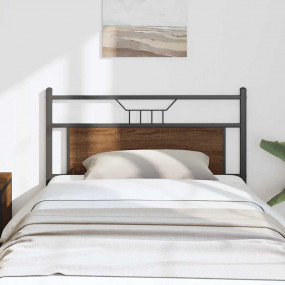 Headboard Brown Oak Engineered Wood and Steel Twin Dura...