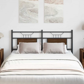 Headboard Brown Oak Engineered Wood and Steel 54 in wid...