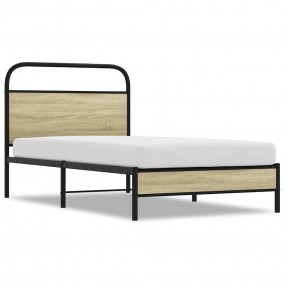 Bed Frame Sonoma Oak Steel 39.4 x 78.7 in Bed Frame Rec...