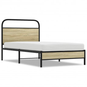 Bed Frame Sonoma oak Steel, engineered wood 42.1x79.9 i...