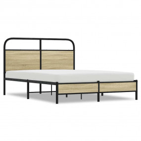 Bed Frame Sonoma oak Steel, Engineered wood Small Doubl...