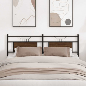 Headboard Brown oak Engineered wood and steel 63 in wid...