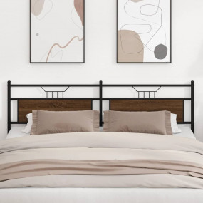 Headboard Brown Oak Engineered wood and steel 76 in wid...