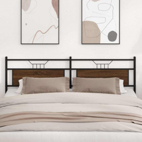 Headboard Brown Oak Engineered Wood and Steel Double He...