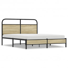 Bed Frame Sonoma Oak Engineered wood, Steel King Bed Fr...