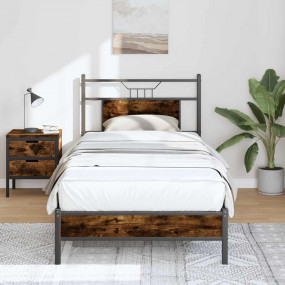 Bed Frame Smoked Oak Engineered wood, Steel Single Bed ...