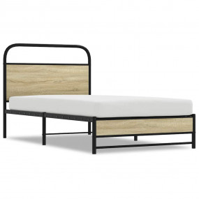 Bed Frame Sonoma Oak Steel, Engineered Wood Twin