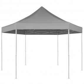 Gazebo Grey Powder-Coated Steel 11.8ft x 10.2ft Foldabl...