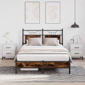 Bed Frame Smoked Oak Engineered wood, Steel Small Doubl...