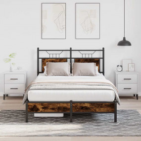 Bed Frame Smoked Oak Engineered Wood Double Bed Frame