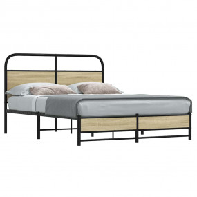 Bed Frame Sonoma oak Steel, engineered wood Double bed ...