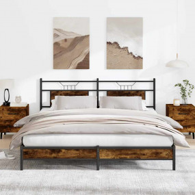 Bed Frame Smoked Oak Engineered Wood Double Bed Frame