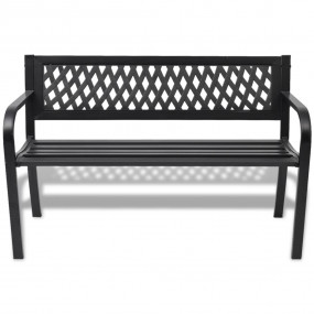 Garden Bench Black Steel frame 2-seater Durable Garden ...