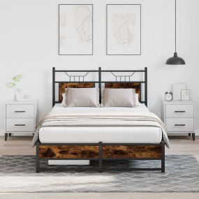 Bed Frame Smoked Oak Engineered Wood and Steel Double B...
