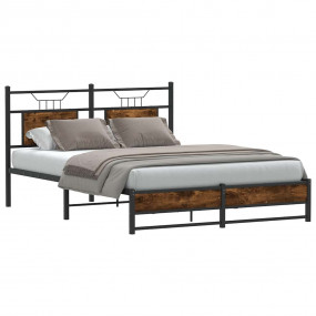 Bed Frame Smoked Oak Engineered Wood King Size Bed Fram...