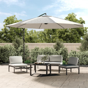 Cantilever Garden Parasol Sand White Polyester, Aluminu...