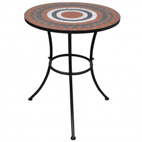 Garden Table Terracotta and White Ceramic, Powder-coate...