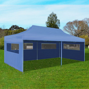 Gazebo Blue Polyester, Steel 10 x 20 ft Collapsible Gaz...