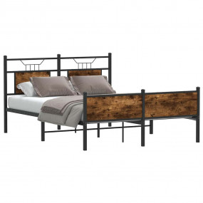 Bed Frame Smoked Oak Engineered Wood, Steel 55 x 79 in ...