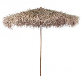 Garden Parasol Brown Bamboo and Banana Leaf Large Folda...