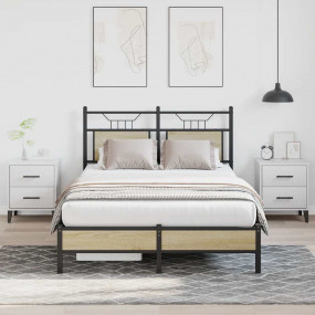 Bed Frame Sonoma Oak Engineered wood, Steel Double Bed ...
