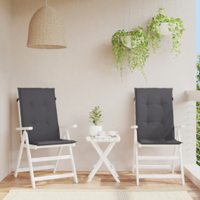 Highback Chair Cushion Set of 2 Anthracite 100% Polyest...