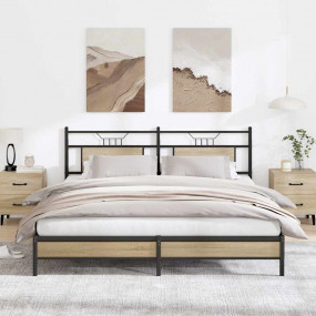 Bed Frame Sonoma oak Engineered Wood and Steel Double B...