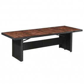 Dining Table Brown and Black Poly Rattan Large Durable