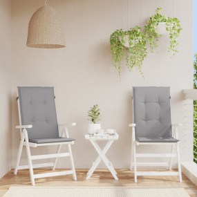 Highback Chair Cushion Set of 2 Grey 100% Polyester