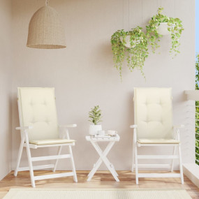Highback Chair Cushion Set of 2 Cream Polyester, Foam f...