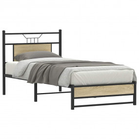 Bed Frame Sonoma Oak Engineered wood and steel Single B...