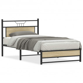 Bed Frame Sonoma Oak Engineered wood and steel Single B...