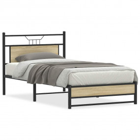 Bed Frame Sonoma Oak Engineered Wood and Steel 42.1 x 7...