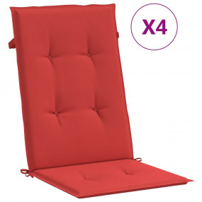 Highback Chair Cushion Set of 4 Red 100% Polyester