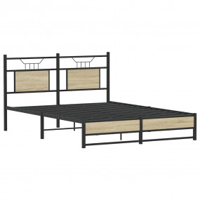 Bed Frame Sonoma Oak Engineered wood and steel 54 x 75 ...