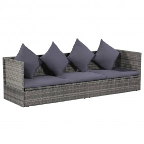 Garden Bed Grey PE Rattan 78.7x23.6 in Adjustable Armre...