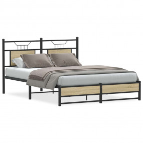 Bed Frame Sonoma Oak Engineered Wood, Steel 55.1 x 78.7...