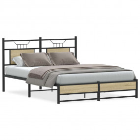 Bed Frame Sonoma Oak Engineered Wood, Steel King Bed Fr...