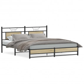 Bed Frame Sonoma oak Engineered wood and steel 63x79 in...