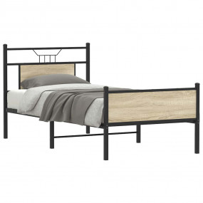 Bed Frame Sonoma Oak Engineered Wood and Steel Single B...