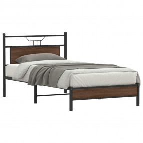 Bed Frame Brown Oak Engineered wood and steel