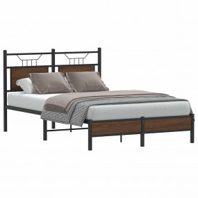 Bed Frame Brown Oak Engineered wood and steel Small Dou...